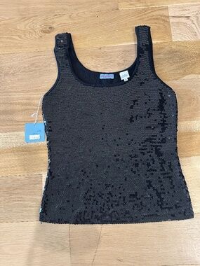 Acrobat Black Sequin Top Silk Blend Size S NWT